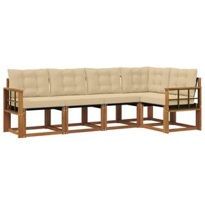 vidaXL Set di divani da esterno con cuscino 5 pcs Naturale e Beige