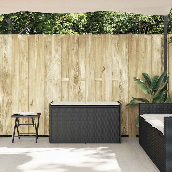 vidaXL Cassapanca da Esterno con Cuscino Nera 100 cm in Polyrattan