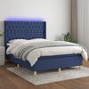 vidaXL Letto a Molle con Materasso e LED Blu 140x190 cm in Tessuto