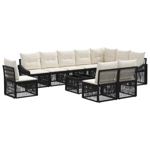 vidaXL Set Divano da Giardino 11 pz Nero polyrattan