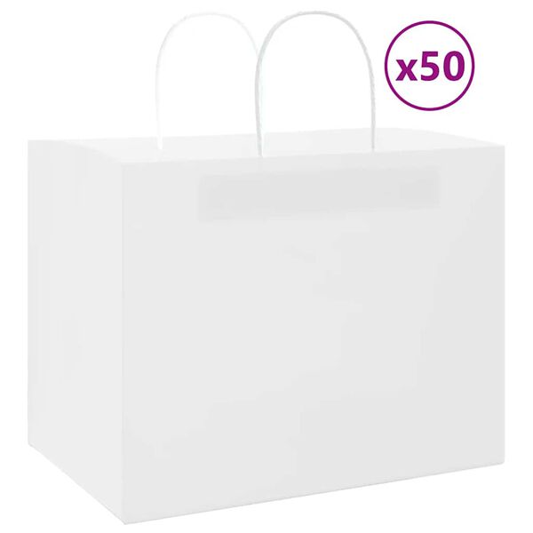 vidaXL Sacchetti di Carta 50 pz con Manici Bianchi 32x22x24 cm