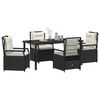 vidaXL Set da Pranzo per Giardino 5 pcs Nero polyrattan