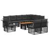 vidaXL Set Divano da Giardino 11 pz Nero e Grigio scuro polyrattan
