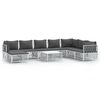 vidaXL Set Salotto da Giardino 9 pz con Cuscini in Acciaio Bianco
