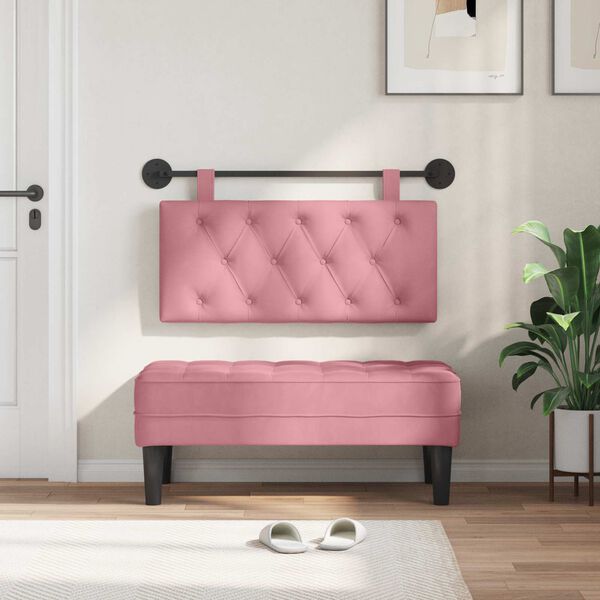 vidaXL Testata appesa Montaggio a parete Rosa 100 x 55 x 7 cm Velluto