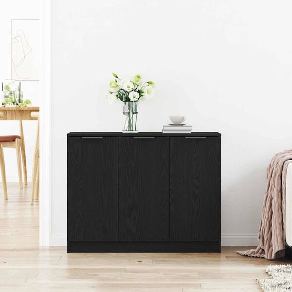 vidaXL Credenza Rovere Nero 90,5 x 30 x 70 cm Legno multistrato