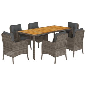 vidaXL Set da Pranzo da Giardino 7 pz con Cuscini in Polyrattan Grigio