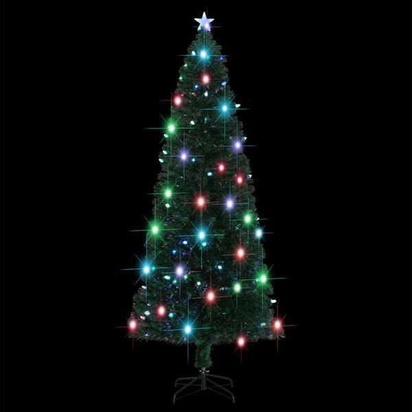 vidaXL Albero di Natale Preilluminato con Supporto e LED 240 cm Fibra Ottica