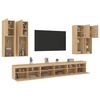 vidaXL Set Mobili TV a Muro 7 pz con Luci LED Rovere Sonoma