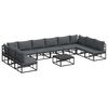 vidaXL Set Divano da Giardino 11 pz Nero Alluminio