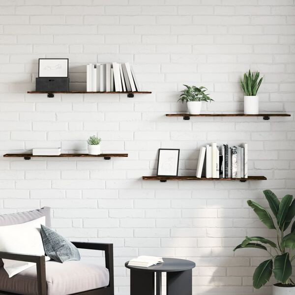 vidaXL Mensole Parete 4pz Rovere Fumo 100x20x1,5 cm Legno Multistrato