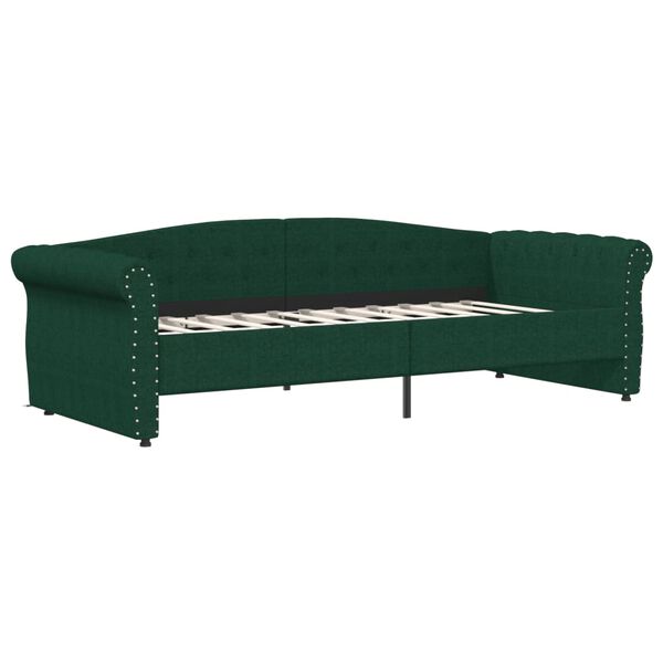 vidaXL Dormeuse con Materasso USB Verde Scuro in Tessuto 90x200 cm