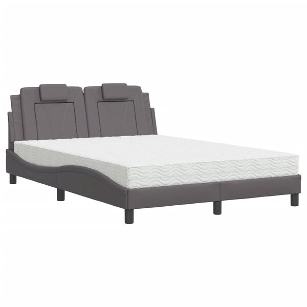 vidaXL Letto Viana con Materasso Grigio 120x200 cm in Similpelle