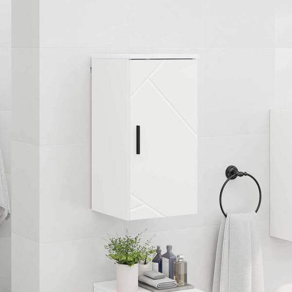 vidaXL Mobile da Bagno con porta Bianco Lucido 30 x 31,5 x 61 cm