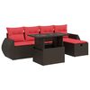 vidaXL Set Divano da Giardino 6 pz con Cuscini Marrone Polyrattan Acacia