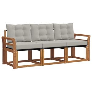vidaXL Set di divani da esterno 3 pz Grigio Naturale e Chiaro