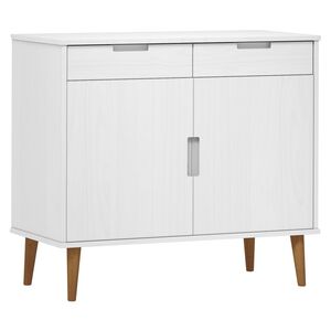 vidaXL Credenza MOLDE Bianca 90x40x80 cm in Legno Massello di Pino