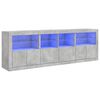 vidaXL Credenza con Luci LED Grigio Cemento 202x37x67 cm