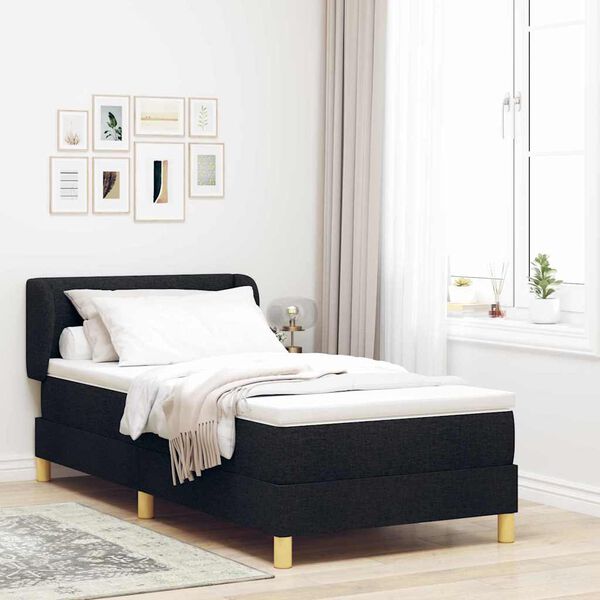 vidaXL Letto a molle con materasso Nero 90 x 200 cm Tessuto
