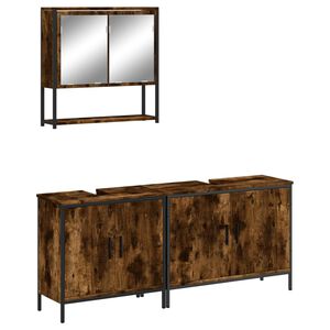 vidaXL Set Mobili da Bagno 3 pz Rovere Fumo in Legno Multistrato
