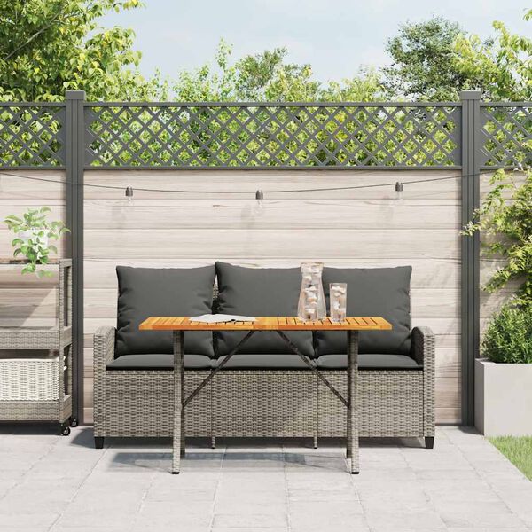 vidaXL Divano da Giardino a 3 Posti Cuscini&Tavolo Grigio Polyrattan