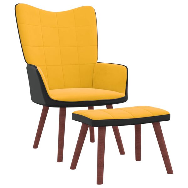 vidaXL Poltrona Relax con Poggiapiedi Giallo Senape in Velluto e PVC