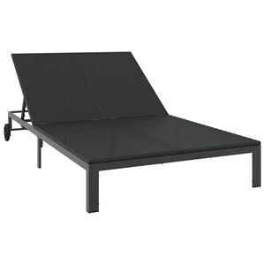 vidaXL Lettino da Sole 2-persona Nero 60 x 200 x 27cm polyrattan