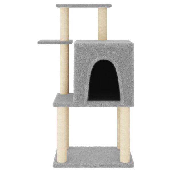 vidaXL Albero per Gatti con Tiragraffi in Sisal Grigio Chiaro 97 cm