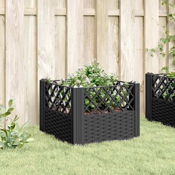 vidaXL Fioriera da Giardino con Picchetti Nera 43,5x43,5x43,5 cm PP