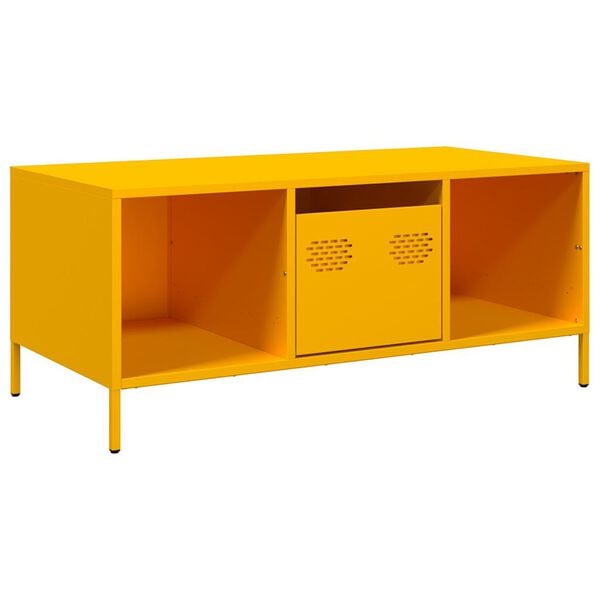vidaXL Tavolino Giallo 101,5x50x43,5 cm Acciaio Laminato a Freddo