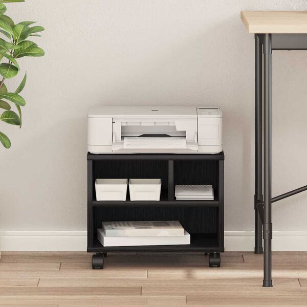 vidaXL Supporto per Stampante Rovere Nero 41 x 32 x 34,5 cm