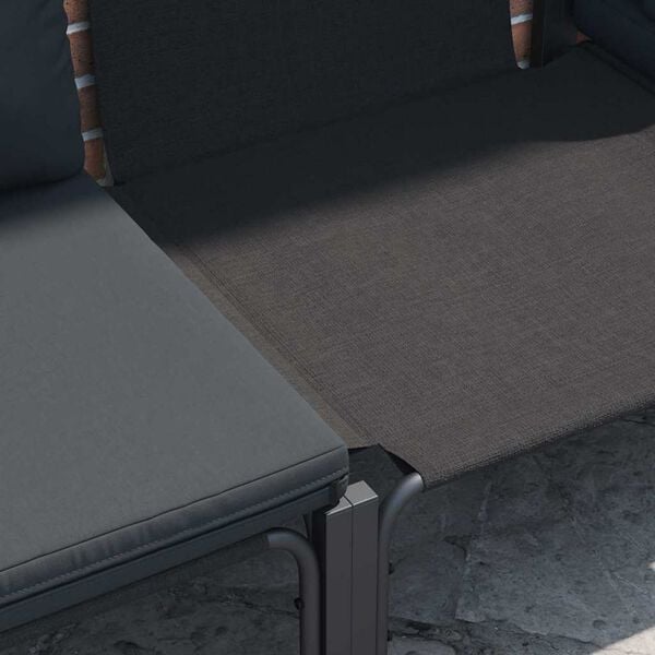 vidaXL Set Divano da Giardino con cuscino 7 pcs Nero Acciaio