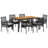 vidaXL Set da Pranzo per Giardino 7 pz Nero polyrattan