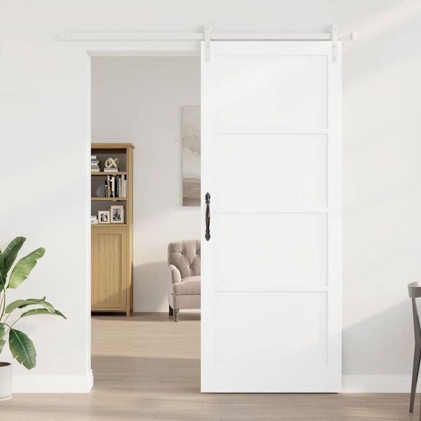 vidaXL Porta scorrevole Bianco 93 x 232 cm Pino massello