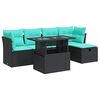 vidaXL Set Divano da Giardino 6 pz con Cuscini Nero Polyrattan Acacia