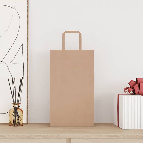 vidaXL Sacchetti di Carta 250 pz con Manici Marrone 21x11x36 cm