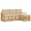 vidaXL Set di divani da esterno 4 pz Bianco e Beige Poliestere