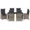vidaXL Set da Pranzo per Giardino con cuscino 7 pcs Grigio polyrattan