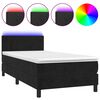 vidaXL Letto a Molle con Materasso e LED Nero 80x200 cm in Velluto