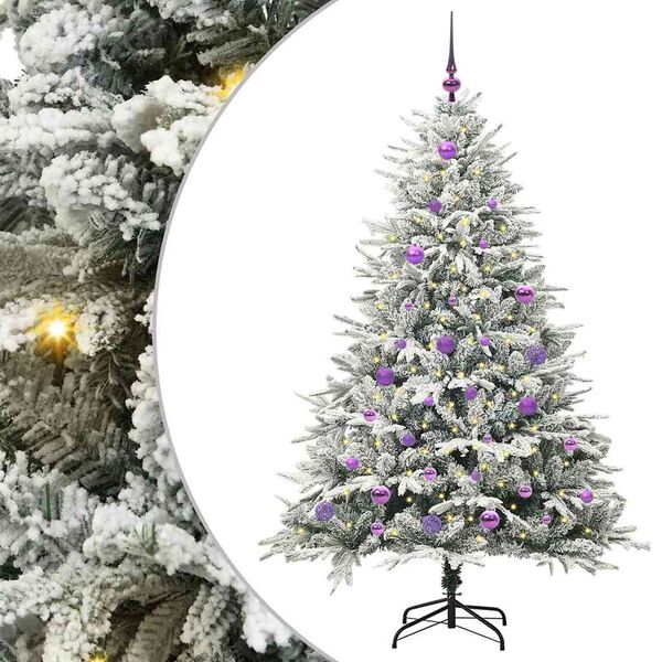 vidaXL Albero di Natale Artificiale Pre-illuminato con Set di Palline