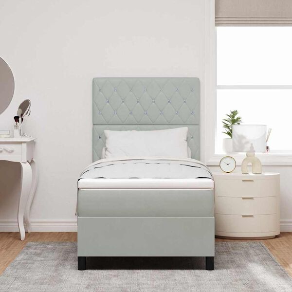 vidaXL Letto a Sorgente LED Grigio chiaro 100 x 200 cm Tessuto