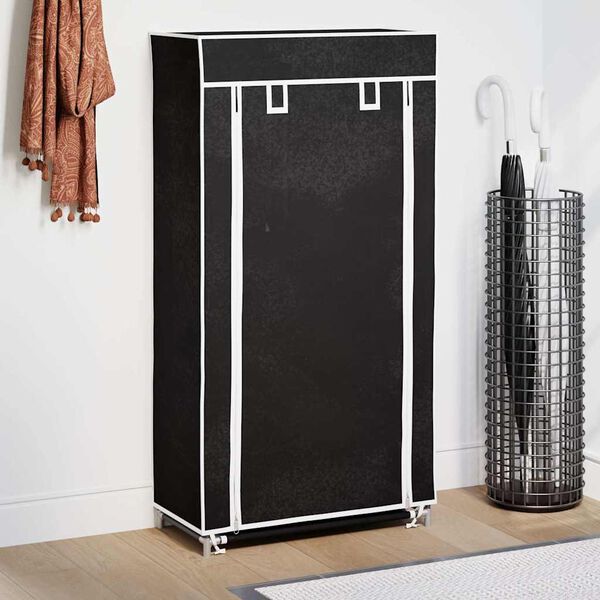 vidaXL Scarpiera in Tessuto Richiudibile 58 x 28 x 106 cm Nera