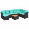 vidaXL Set Divani da Giardino 9 pz con Cuscini Nero in Polyrattan