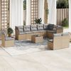 vidaXL Set Divani da Giardino 11 pz con Cuscini Beige in Polyrattan