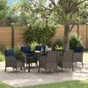 vidaXL Set da Pranzo per Giardino con cuscino 7 pcs Grigio polyrattan