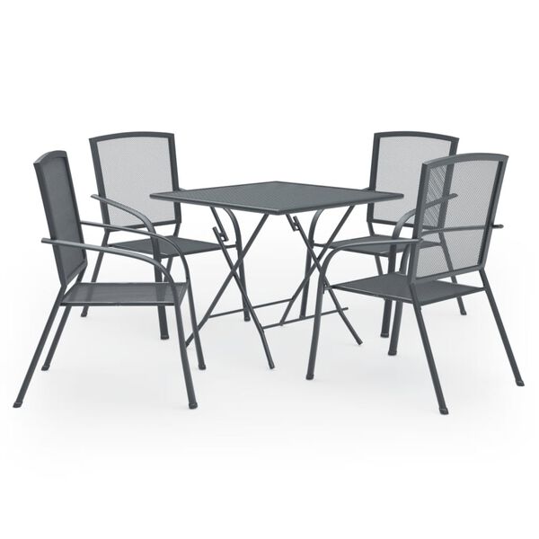 vidaXL Set Pranzo da Giardino 5 pz in Acciaio Antracite