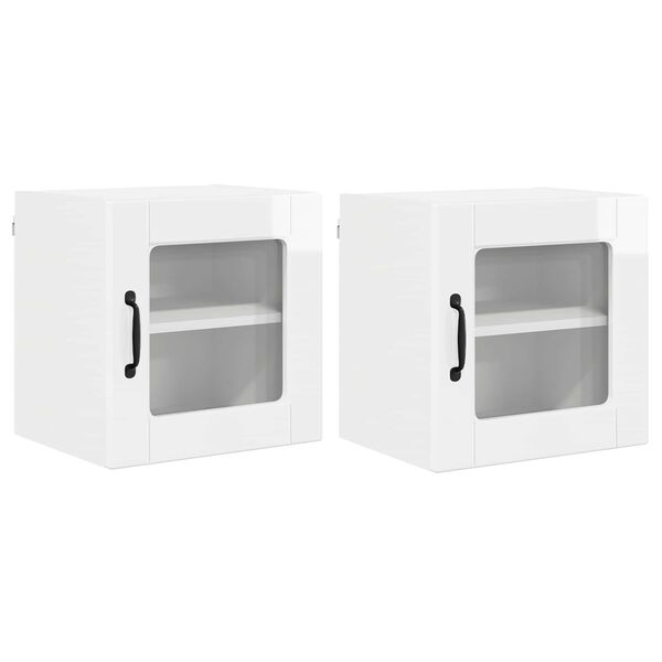 vidaXL Mobile da cucina con porta 2 pcs Bianco Lucido 40 x 31 x 40 cm