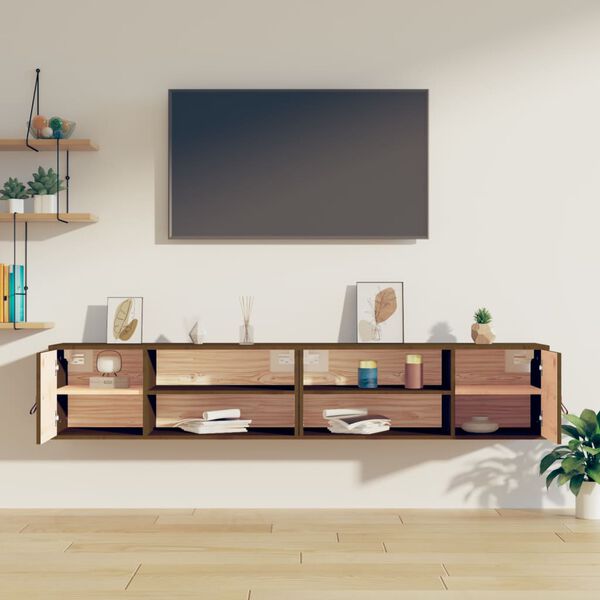 vidaXL Pensili 2 pz Marrone ambra 80x30x30cm in Legno Massello di Pino