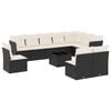 vidaXL Set Divani da Giardino 11 pz con Cuscini in Polyrattan Nero