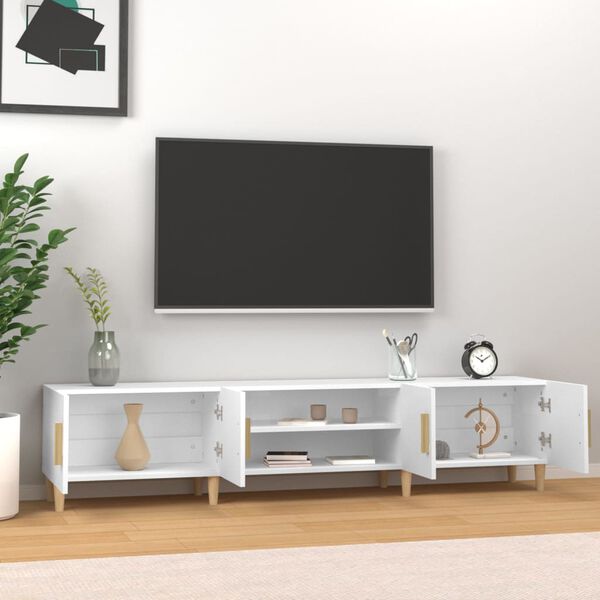 vidaXL Mobile TV Bianco 180x31,5x40 cm in Legno Massello di Argilla